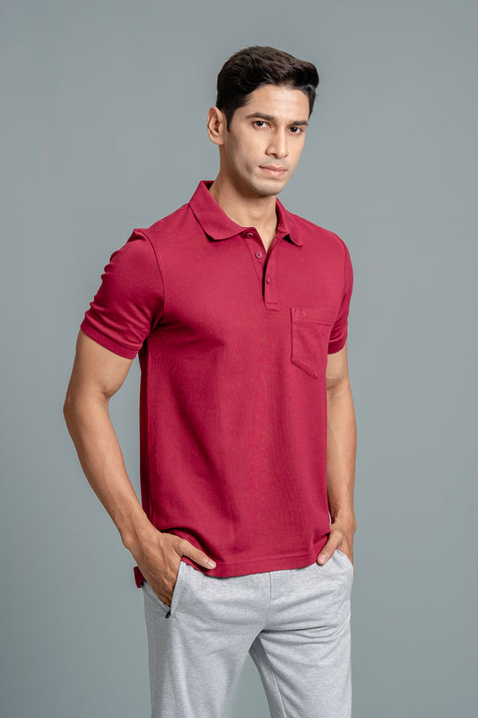 Men Expert Polo Tshirt with Pocket Maroon EP30