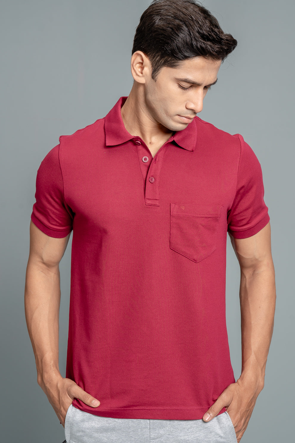 Men Expert Polo Tshirt with Pocket Maroon EP30