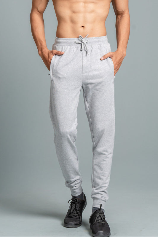 Men Combed Cotton Rich Jogger with Side Pockets Grey Melange JP1
