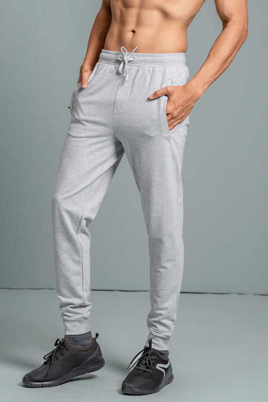 Men Combed Cotton Rich Jogger with Side Pockets Grey Melange JP1