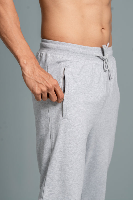 Men Combed Cotton Rich Jogger with Side Pockets Grey Melange JP1