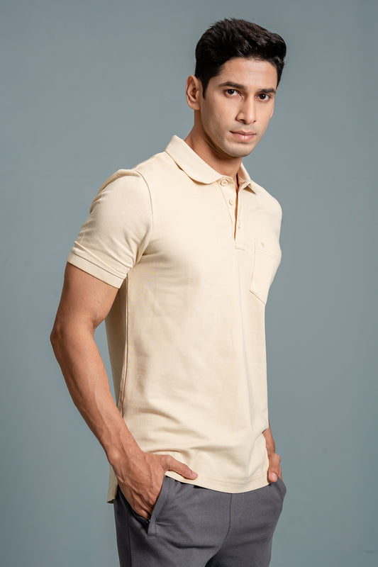 Men Expert Polo Tshirt with Pocket Light Beige EP19