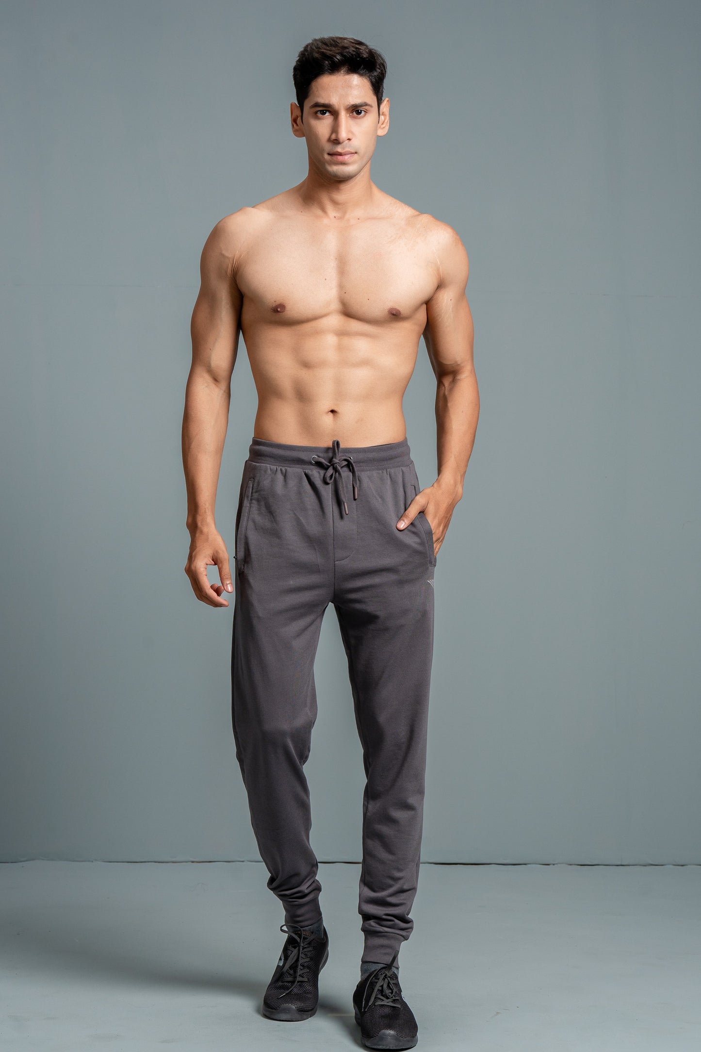 Men Combed Cotton Regular fit Jogger Dark Grey