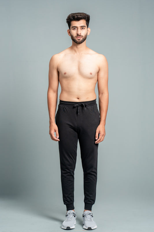 Men Combed Cotton Rich Jogger with Side Pockets Black JP3