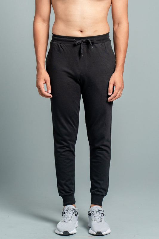Men Combed Cotton Rich Jogger with Side Pockets Black JP3