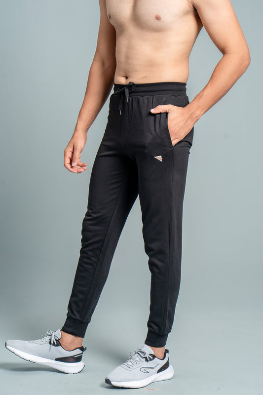 Men Combed Cotton Rich Jogger with Side Pockets Black JP3