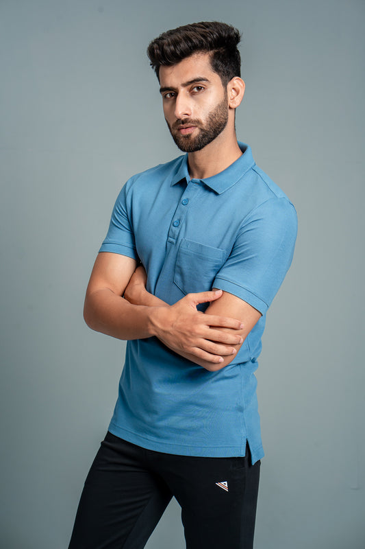 Men Expert Polo Tshirt with Pocket Blue EP28