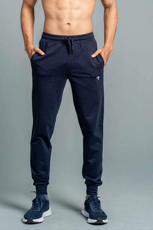 Men Combed Cotton Rich Jogger with Side Pockets Navy EJ4