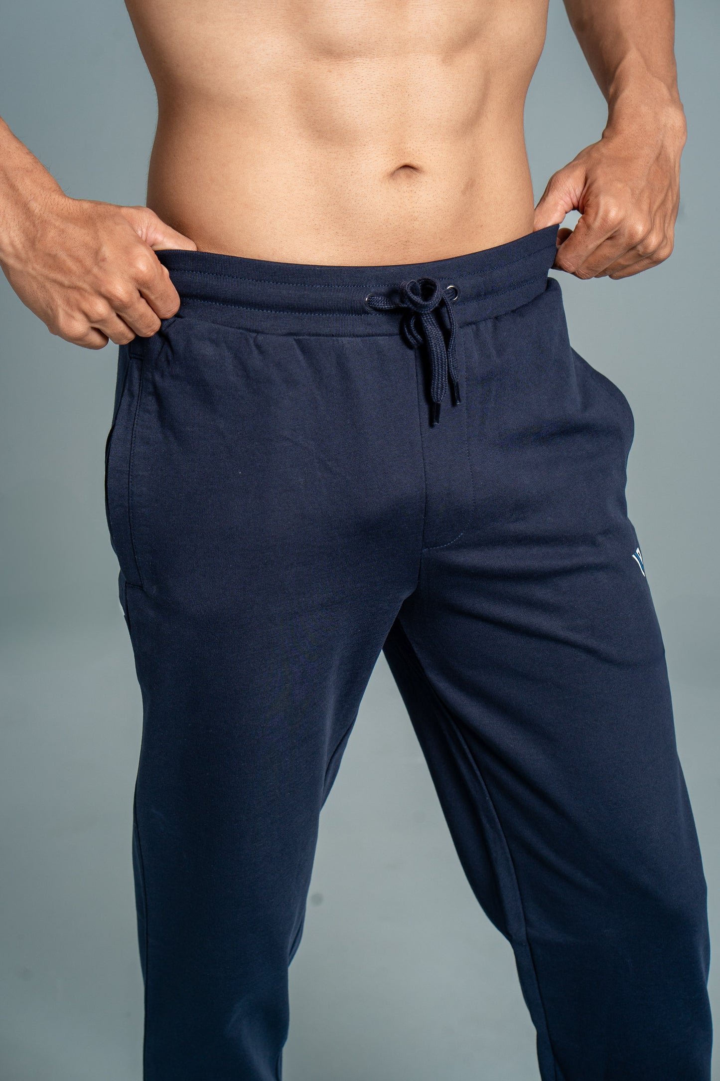 Men Combed Cotton Rich Jogger with Side Pockets Navy EJ4