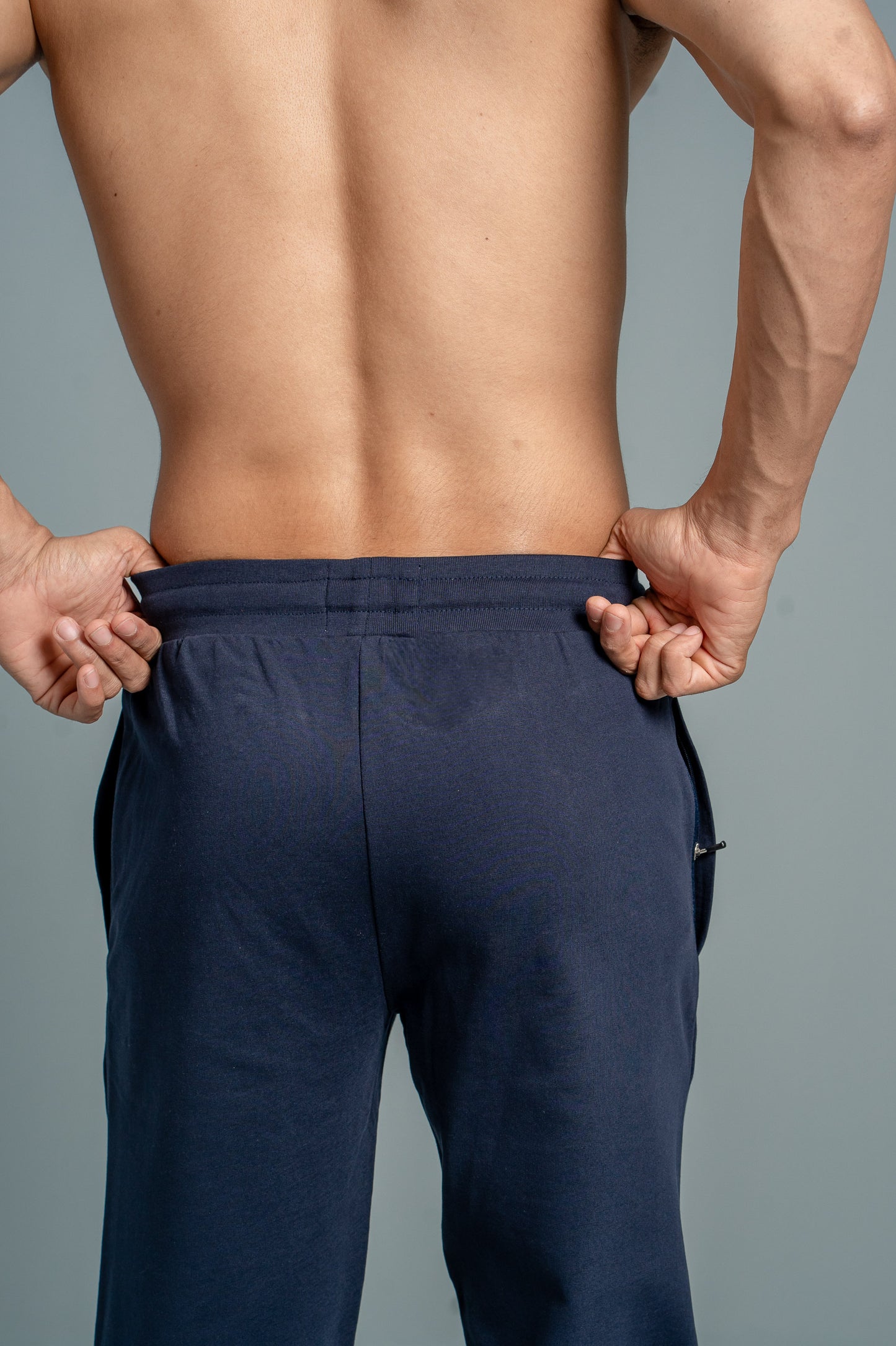 Men Combed Cotton Rich Jogger with Side Pockets Navy EJ4