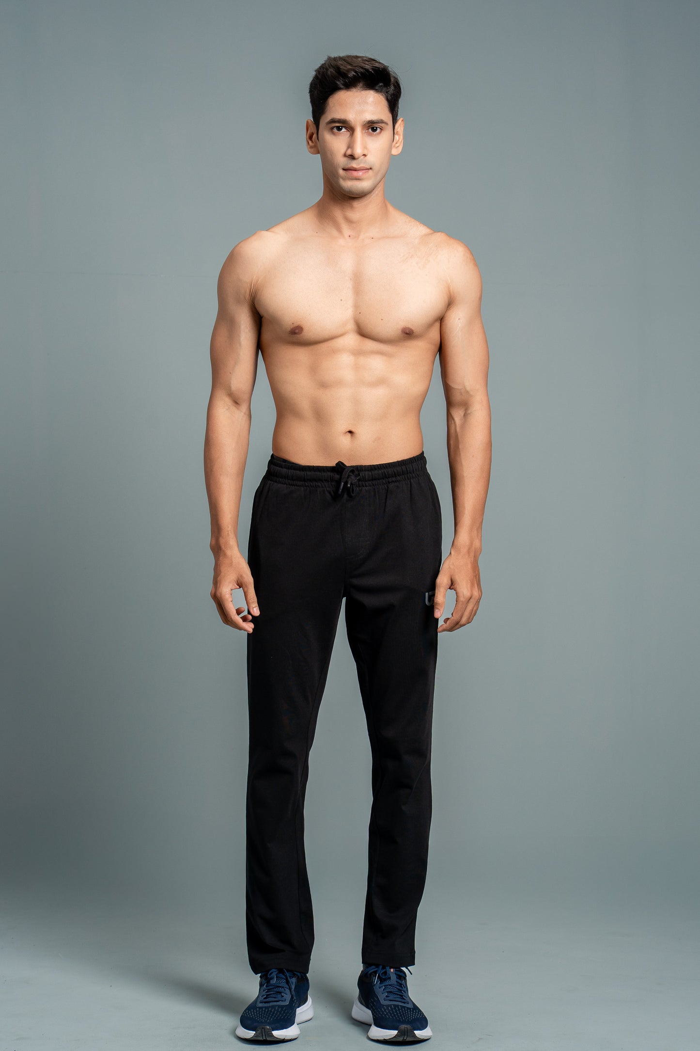 Men Combed Cotton Rich Agile Track Pant with Zipper Pockets Black AGT3