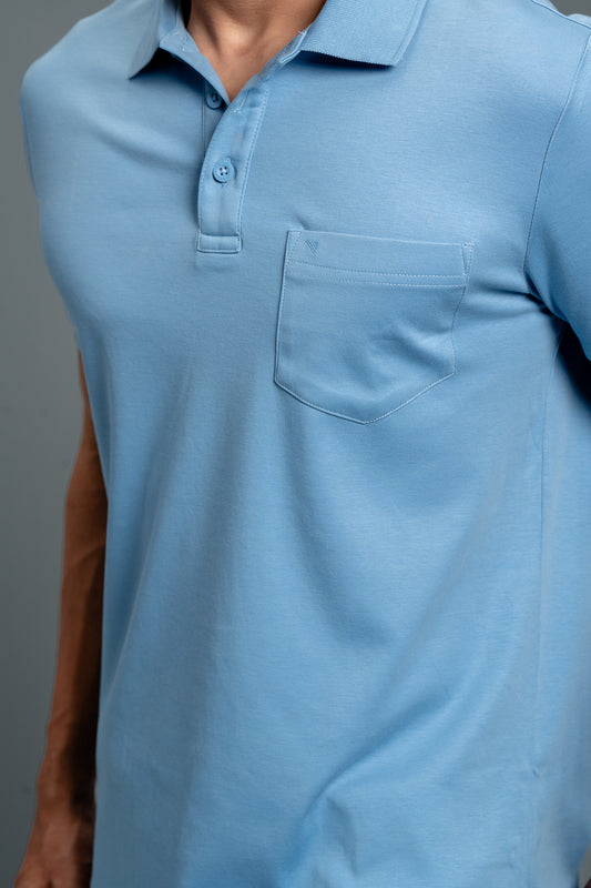 Extra Long Staple Length Cotton Polo Blue