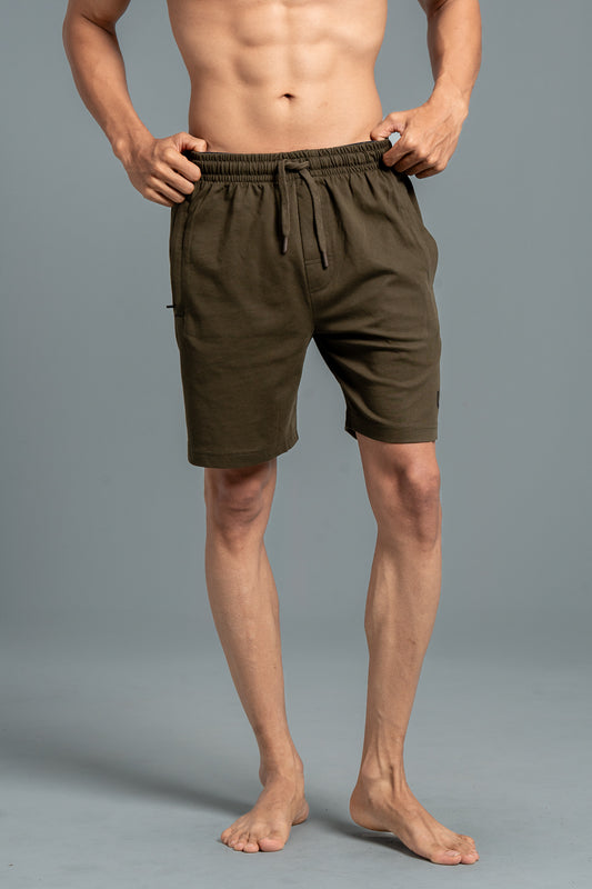 Men Combed Cotton Rich Agile Shorts Olive AGS7