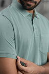 Men's Cotton Rich Pique Polo Sage Green