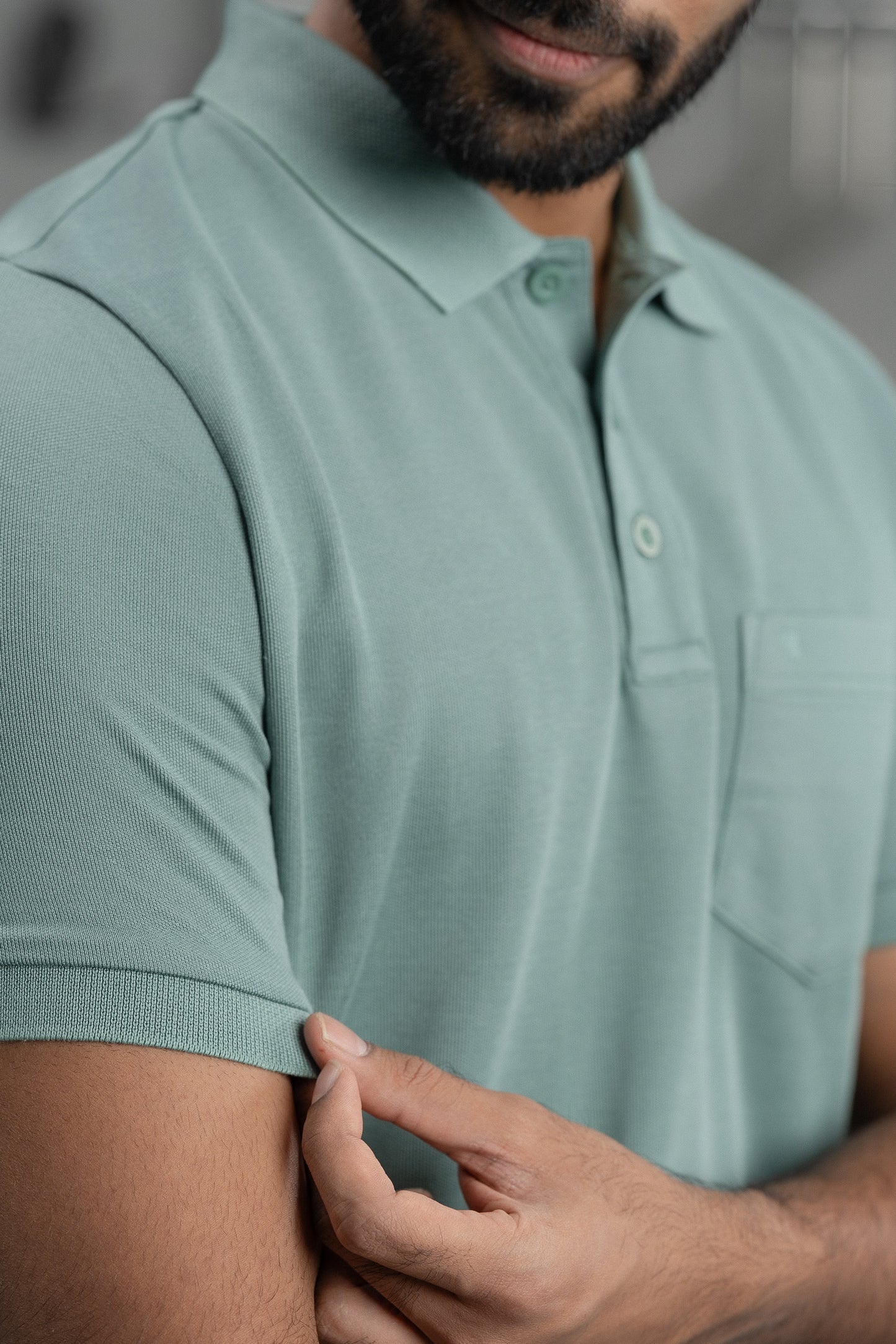 Men's Cotton Rich Pique Polo Sage Green