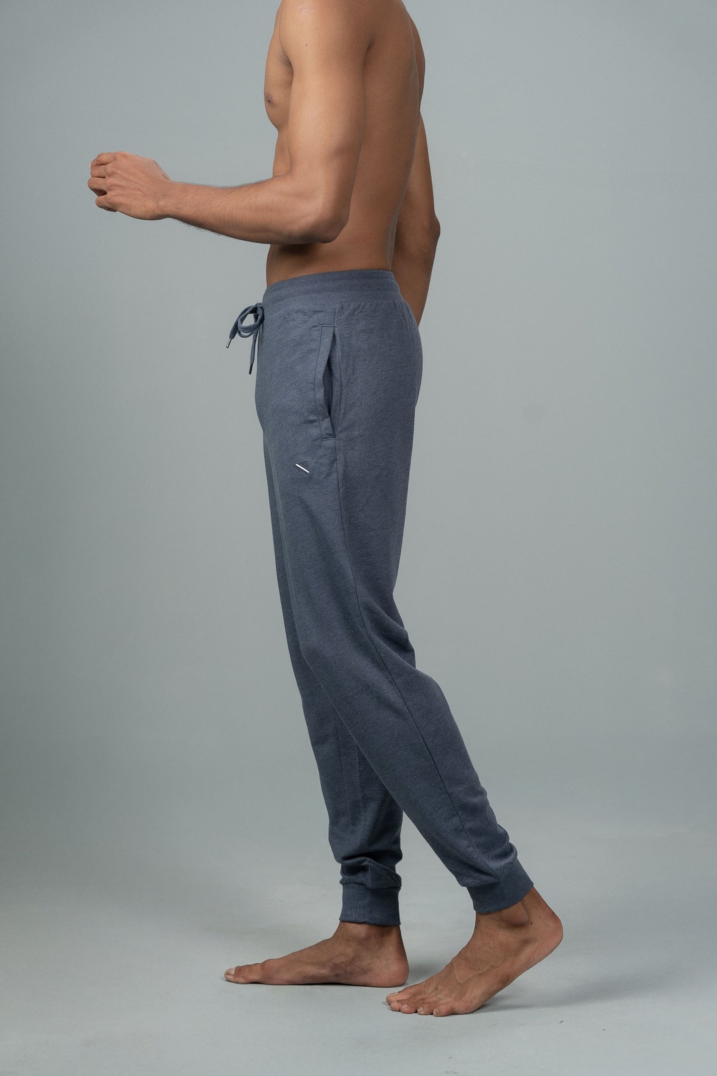 Men Combed Cotton Rich Jogger with Side Pockets Blue Melange JP5
