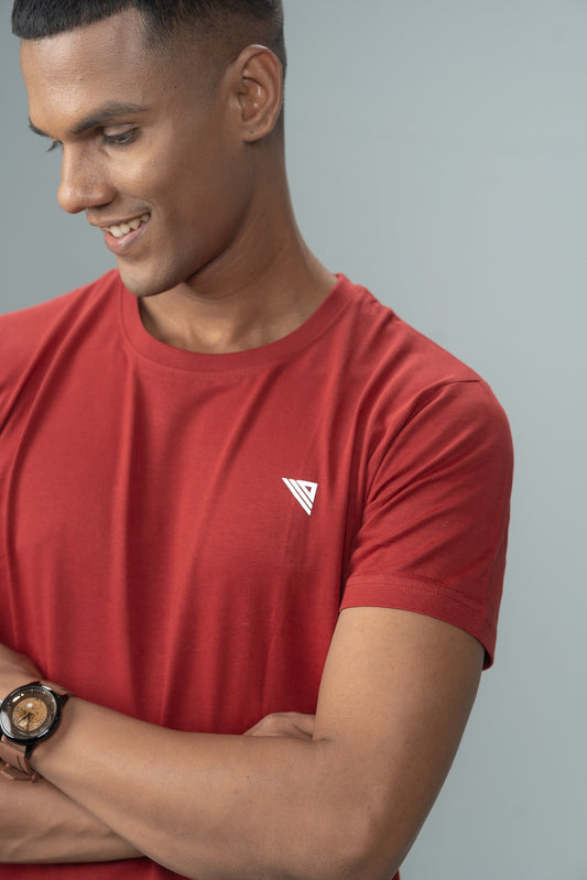 Men 100% Cotton Smart Fit Expert Tee Maroon ET6