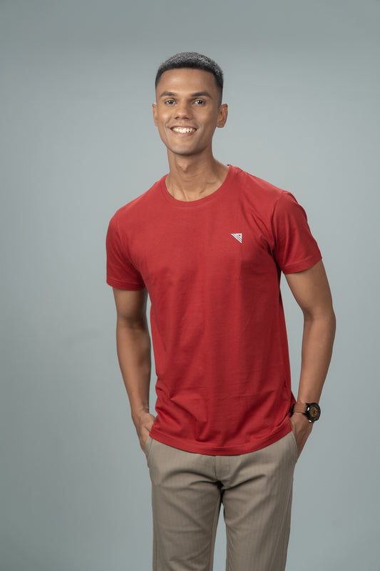 Men 100% Cotton Smart Fit Expert Tee Maroon ET6
