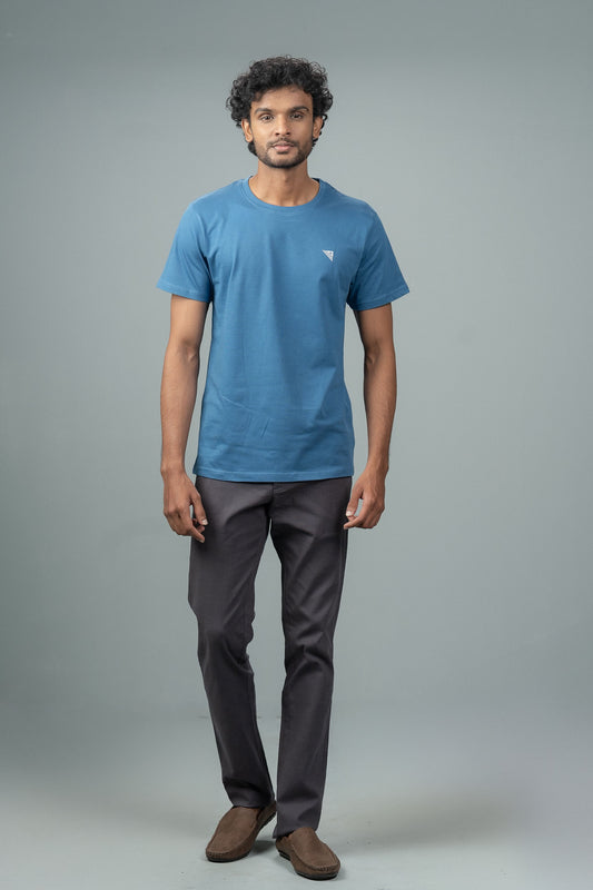 Men 100% Cotton Smart Fit Expert Tee Petrol Blue ET3