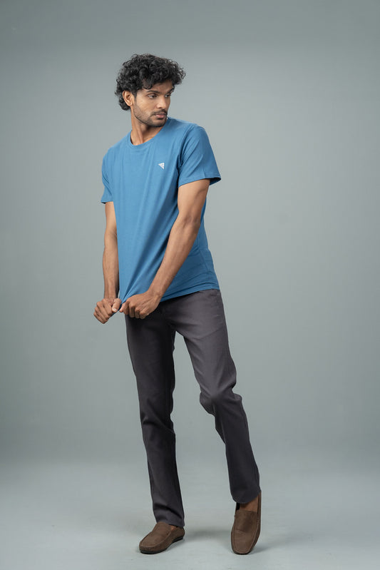 Men 100% Cotton Smart Fit Expert Tee Petrol Blue ET3