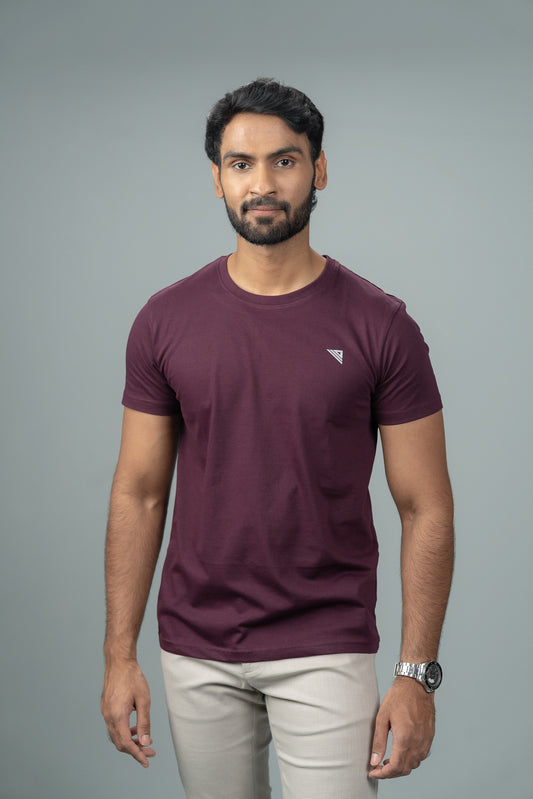 Men 100% Cotton Smart Fit Expert Tee Wine ET16