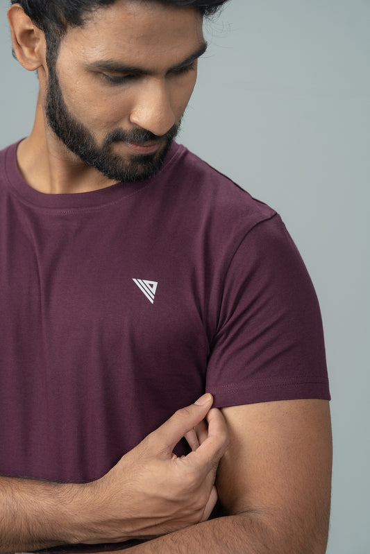 Men 100% Cotton Smart Fit Expert Tee Wine ET16