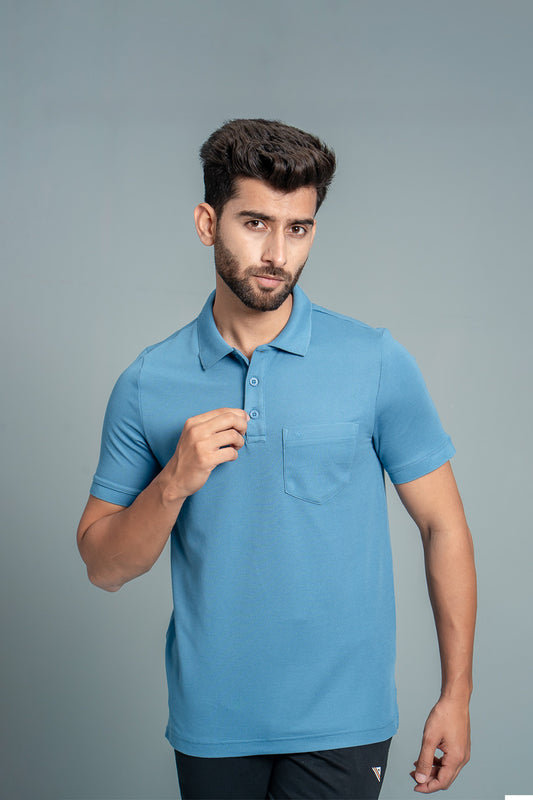 Men Expert Polo Tshirt with Pocket Blue EP28