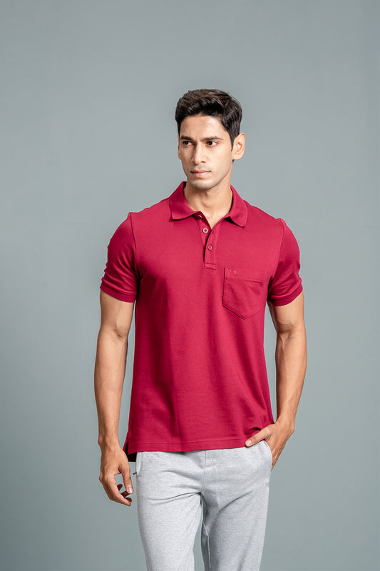 Men Expert Polo Tshirt with Pocket Maroon EP30