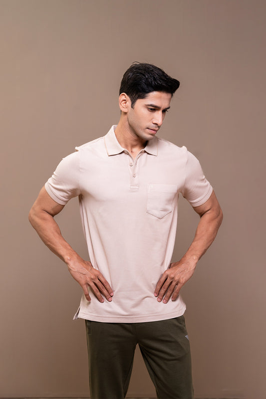 Men Expert Polo Tshirt with Pocket Beige EP31