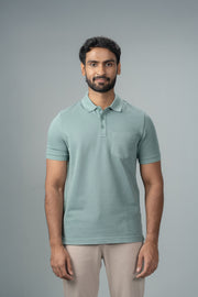 Men's Cotton Rich Pique Polo Sage Green