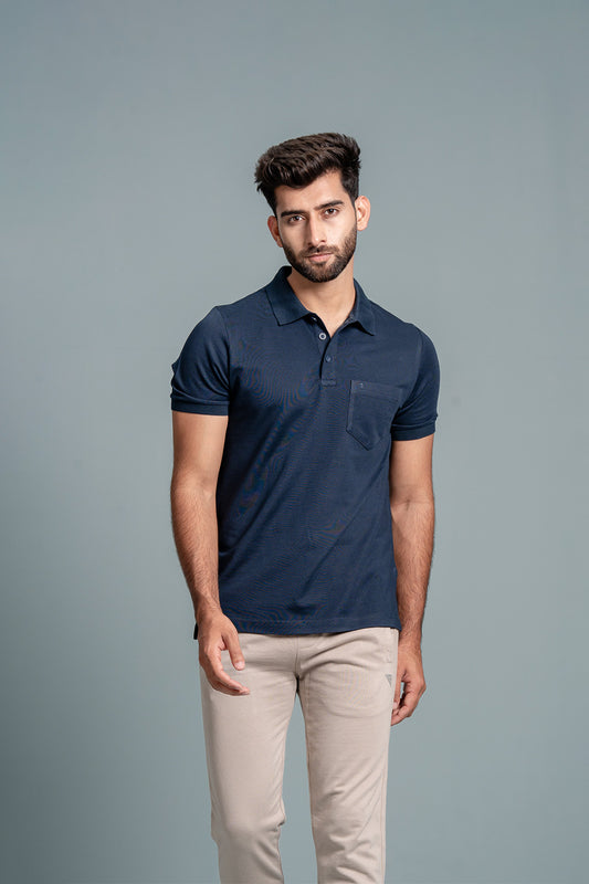 Men Expert Polo Tshirt with Pocket Navy EPD13