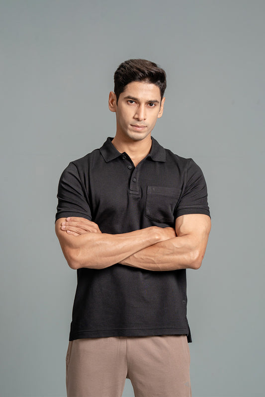Men Expert Polo Tshirt with Pocket Jet Black EPD14