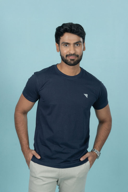 Men 100% Cotton Smart Fit Expert Tee Navy ET7