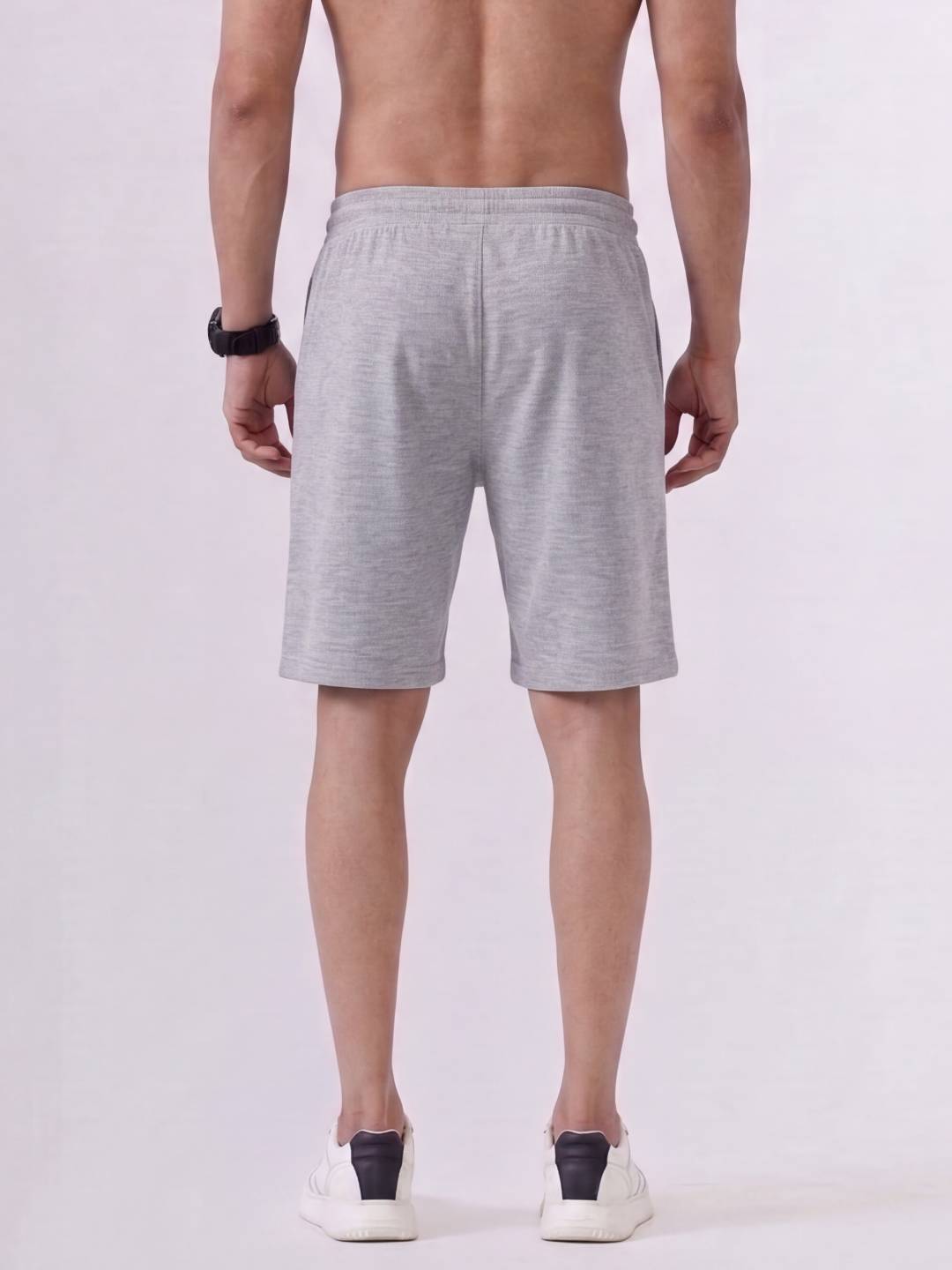 Combed Cotton Rich Grey Melange Popcorn Shorts