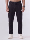 Cotton Rich Regular Fit Black Popcorn Track Pant