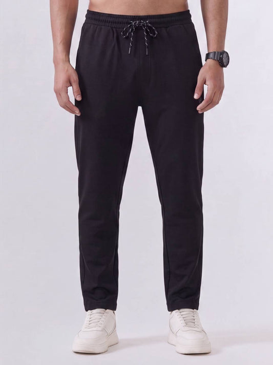 Cotton Rich Regular Fit Black Popcorn Track Pant