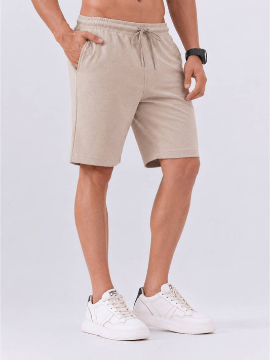 Combed Cotton Rich Beige Popcorn Shorts