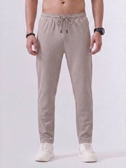 Cotton Rich Regular Fit Beige Popcorn Track Pant