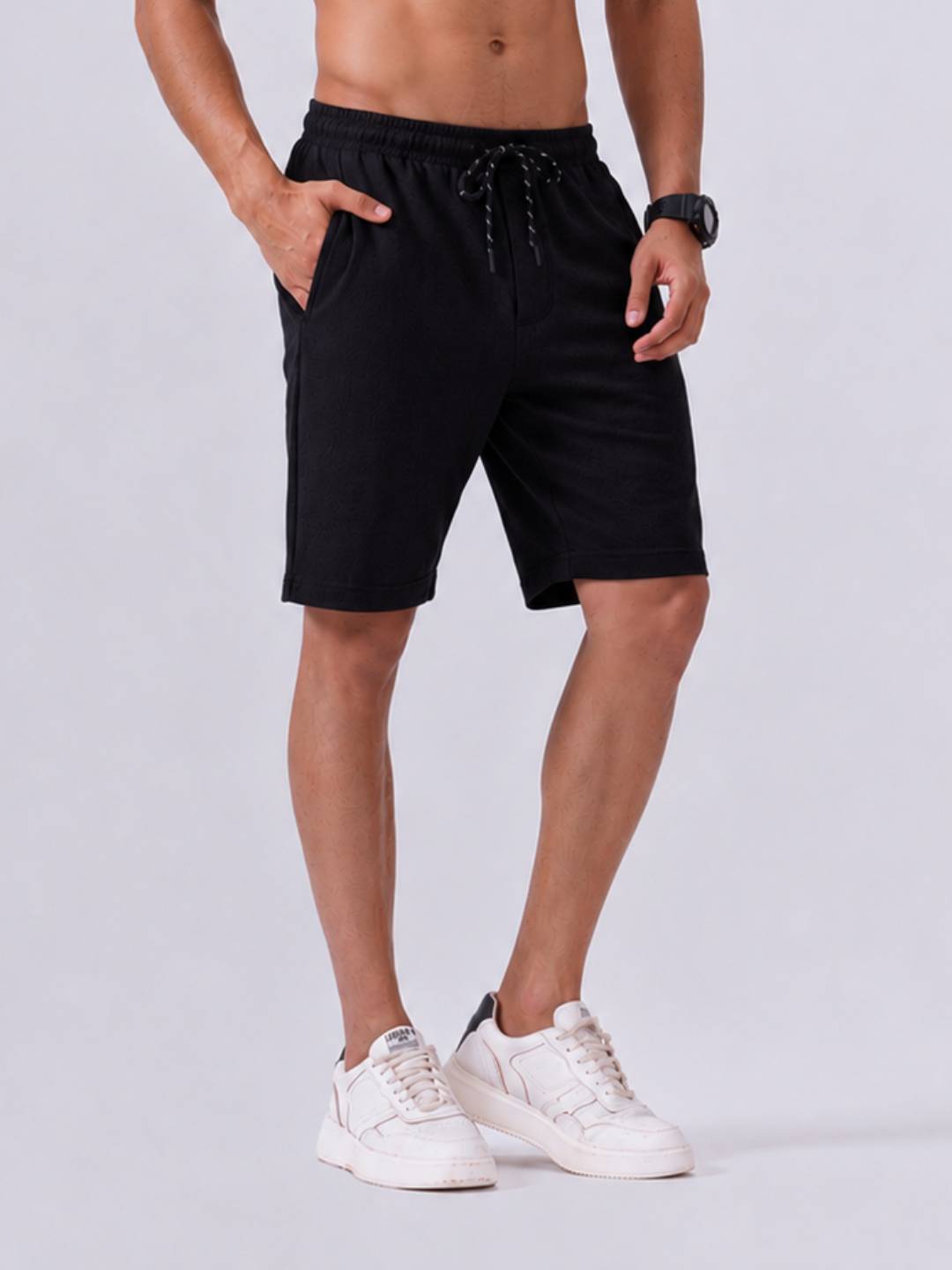 Combed Cotton Rich Black Popcorn Shorts