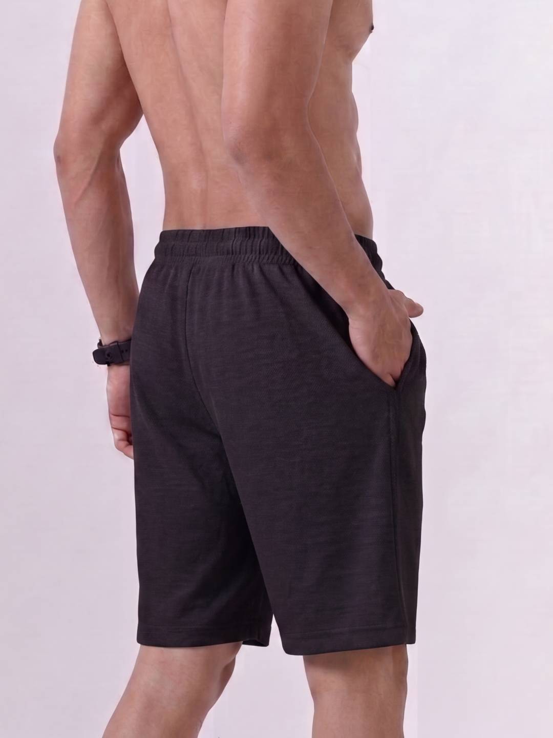 Combed Cotton Rich Black Popcorn Shorts