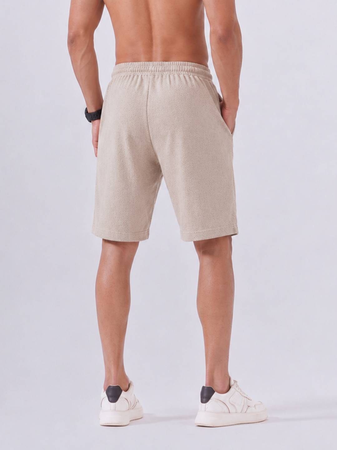 Combed Cotton Rich Beige Popcorn Shorts