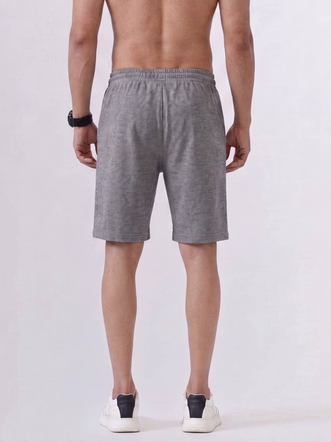 Combed Cotton Rich Charcoal Melange Popcorn Shorts