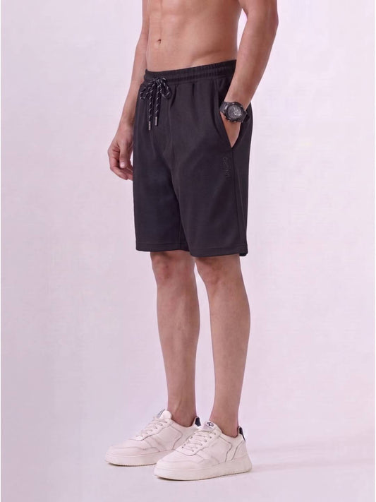 Combed Cotton Rich Black Popcorn Shorts