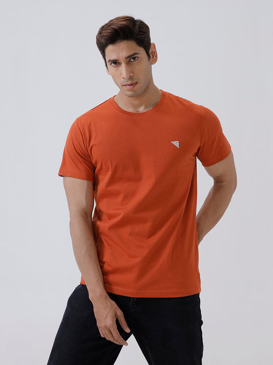 Men's 100% Cotton Crew Neck Tee Orange