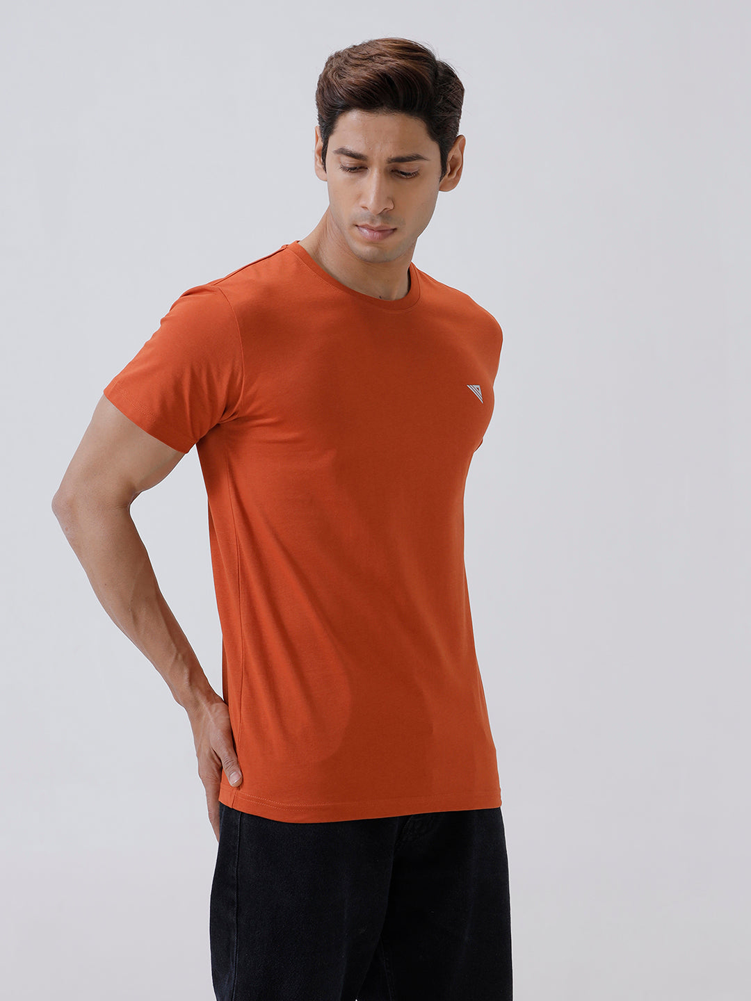 Men's 100% Cotton Crew Neck Tee Orange