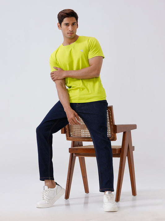 Men's 100% Cotton Crew Neck Tee Lime Green