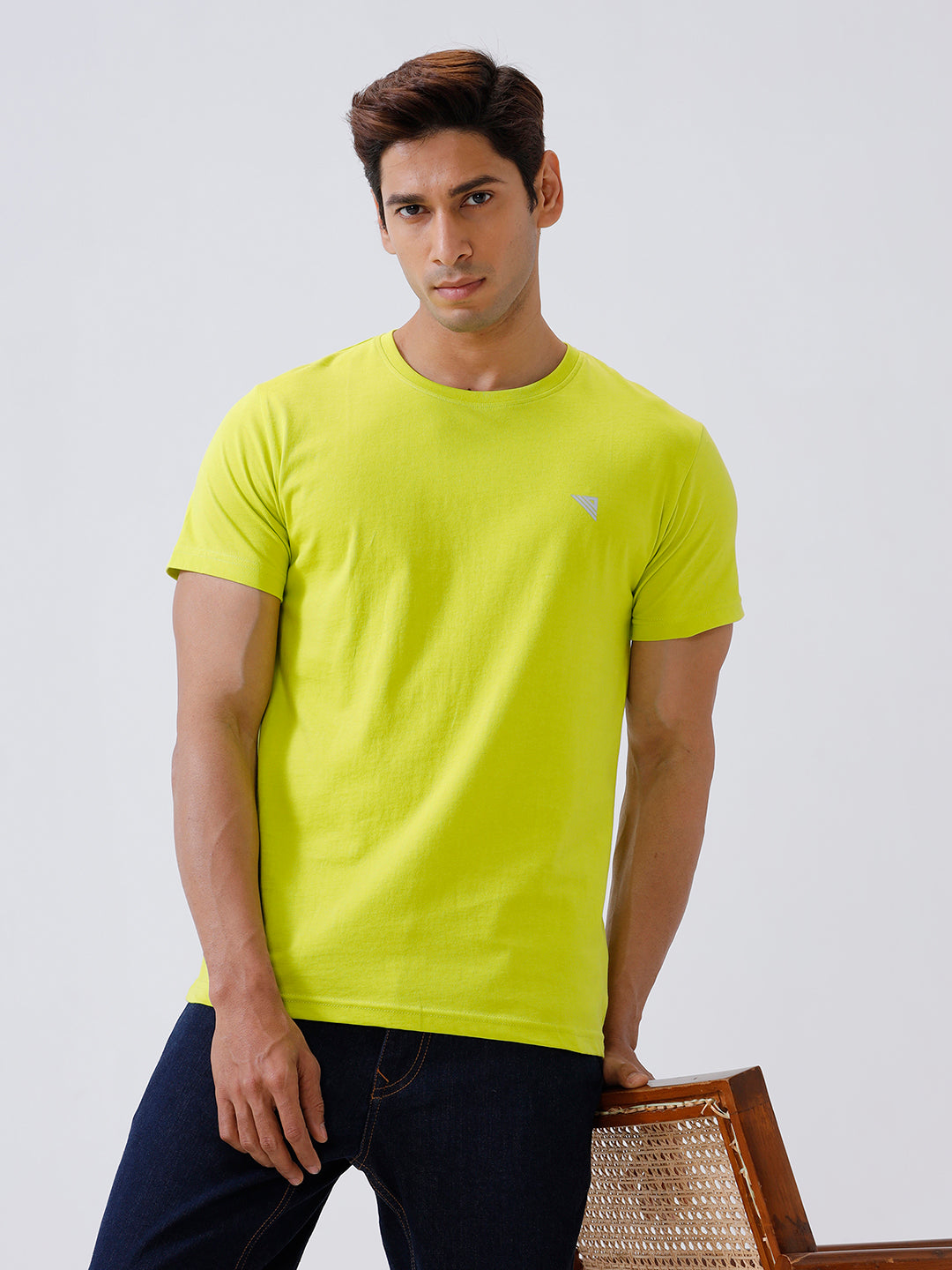 Men's 100% Cotton Crew Neck Tee Lime Green