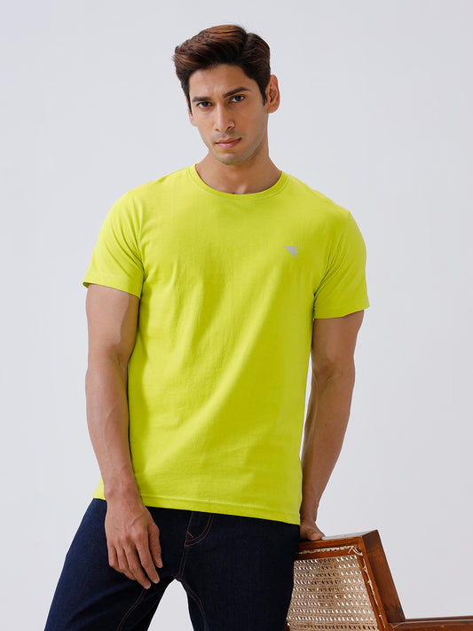 Men's 100% Cotton Crew Neck Tee Lime Green