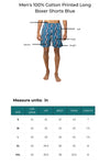 Men's 100% Cotton Printed Long Boxer Shorts Blue