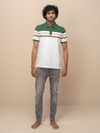 Men Smart Fit Engineered Polo T-Shirt Green with White EN15